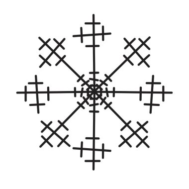 Tek siyah ve beyaz kar tanesi simgesi; kar tanesinin el çizimi; doğrusal simge