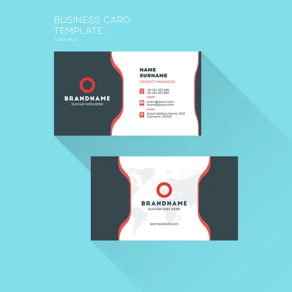 Шаблон печати корпоративной визитной карточки. Личная визитная карточка с логотипом компании. Чистый плоский дизайн. Векторная миграция — стоковый вектор