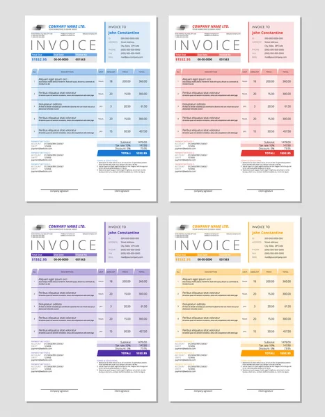 Vektör Fatura Tasarım Şablonları kümesi. Kırtasiye Tasarımı. Vektör İllüstrasyonu