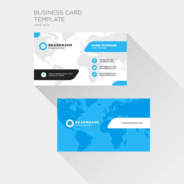 企業のビジネス カード印刷テンプレート。会社ロゴを個人の名刺。きれいなフラットなデザイン。ベクトル図 — ストックベクタ