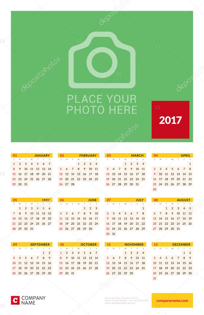 壁 17 年間の年間カレンダー ポスター 写真のための場所を持つベクター デザイン印刷テンプレート 週は日曜日から開始します ページは 12 ヵ月 文具デザイン ストックベクター C Mikhailmorosin 壁 17 年間の年間カレンダー ポスター 写真のための場所を持つベクター デザイン印刷テンプレート 週は日曜日から開始します ページは 12 ヵ月 文具デザイン ストックベクター C Mikhailmorosin