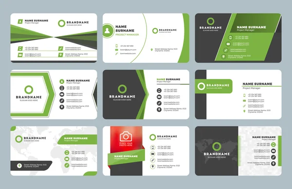 Ensemble de modèles modernes d'impression de cartes de visite. Carte de visite personnelle avec logo de l'entreprise. Design plat propre. Illustration vectorielle — Image vectorielle