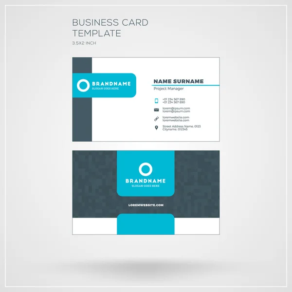 Шаблон печати корпоративной визитной карточки. Личная визитная карточка с логотипом компании. Чистый плоский дизайн. Векторная миграция — стоковый вектор