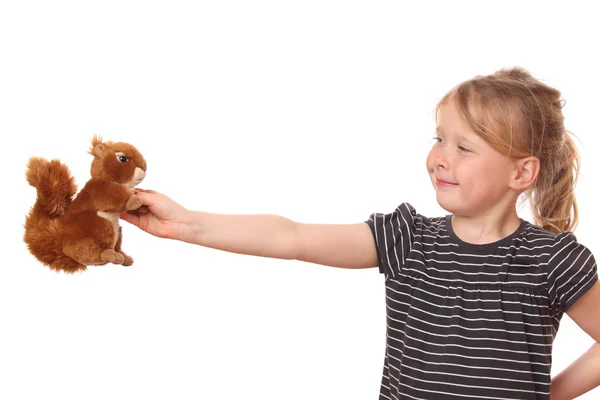 Girl with squirrel — Stock Photo, Image