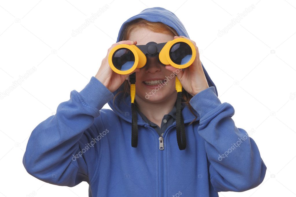 Girl with binoculars