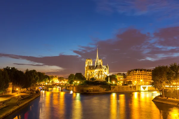 Katedrála Notre Dame v Paříži za soumraku — Stock fotografie