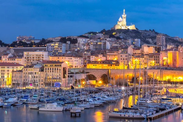 Marseille stad bij nacht — Stockfoto