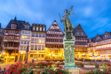 Frankfurt old town at sunset clipart