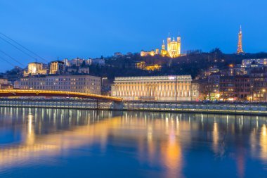 Lyon Notre-Dame de Fourviere Basilica Saone Nehri ile