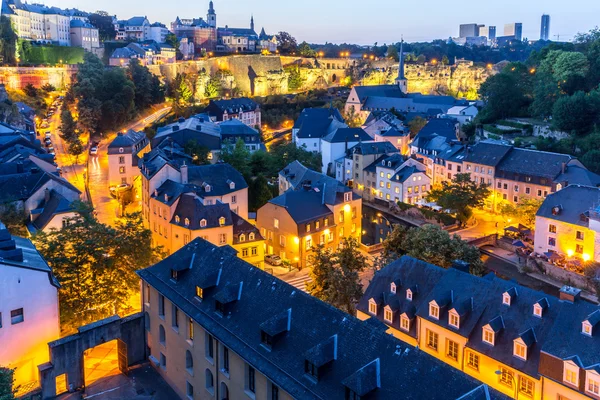 Lucembursko město v noci — Stock fotografie