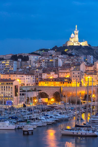 Marseille in Frankrijk nachts — Stockfoto