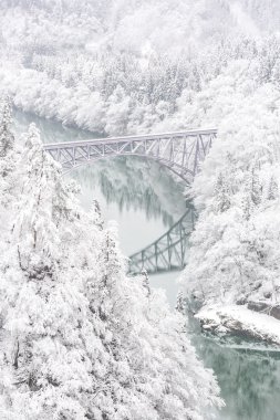 kış manzara nehir ve köprü ile