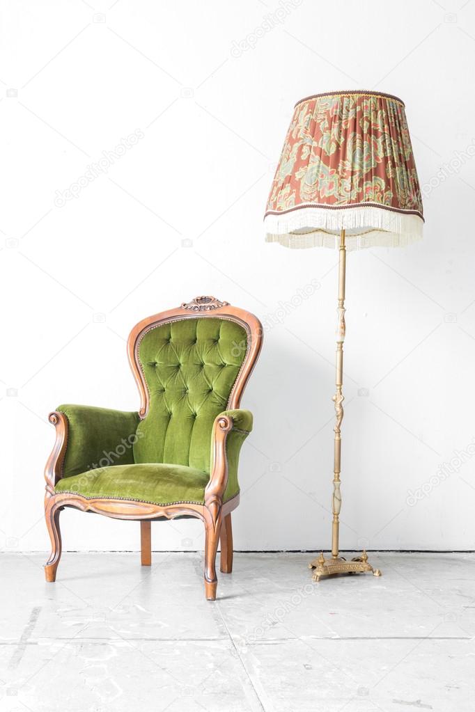 Armchair with desk lamp