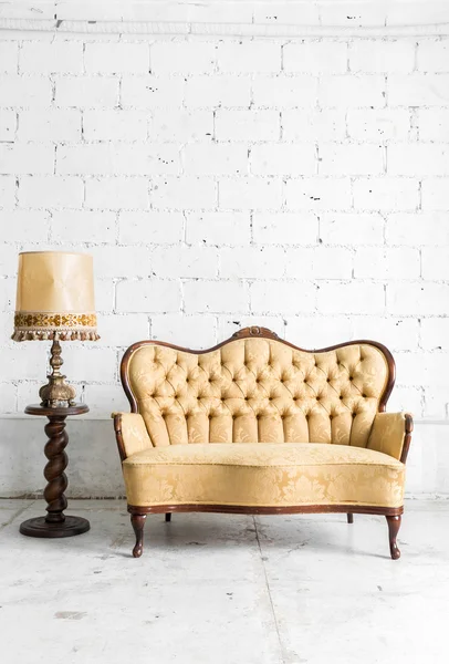 Brown sofa with lamp Royalty Free Stock Images