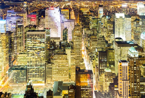 Aerial New York City at night — Stock Photo, Image