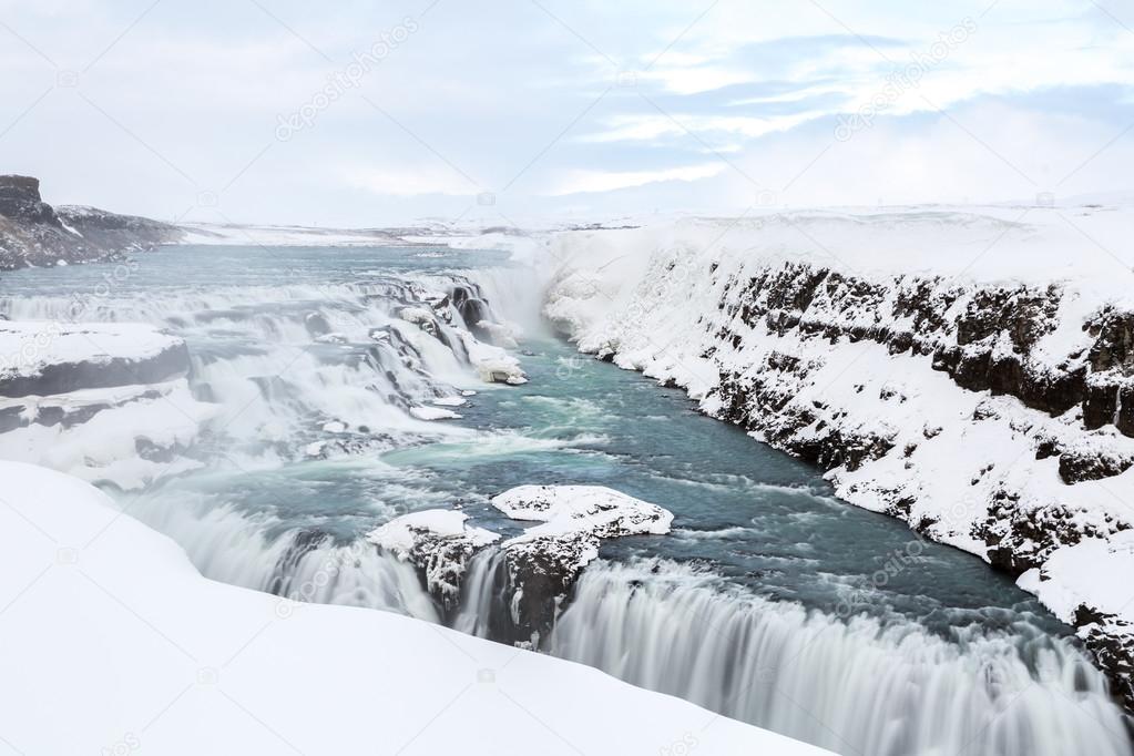 Gulfoss Waterfall in Iceland at Winter