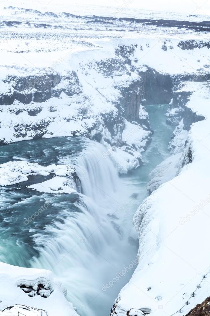 Gulfoss Waterfall in Iceland at Winter