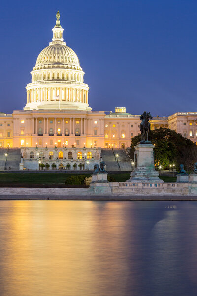 US Capitol Building at dusk