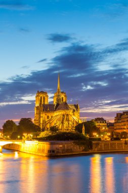 Notre Dame Katedrali Paris alacakaranlıkta