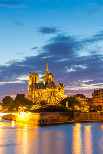 Notre Dame Cathedral Paris at dusk — Stock Photo, Image