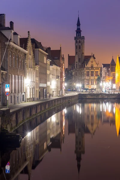 Brygge, Belgien på natten — Stockfoto