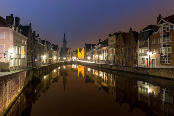 Bruges stadt in belgien bei nacht — Stockfoto
