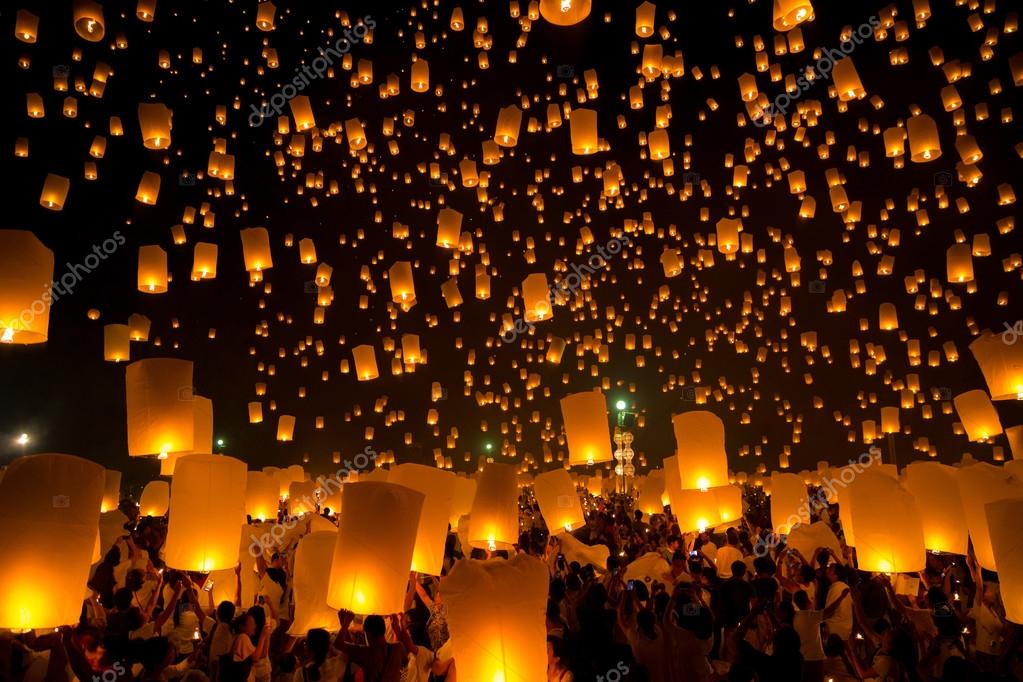 flying paper lanterns