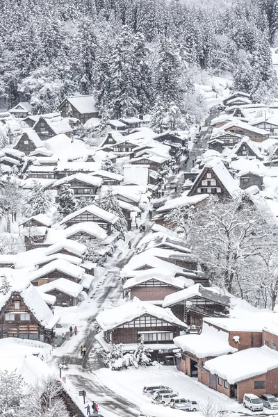 Winter Shirakawago met sneeuwval — Stockfoto