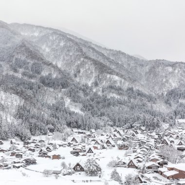 Kış Shirakawago Japonya'da