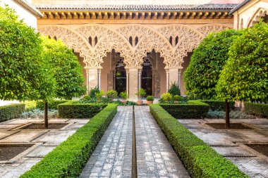 moorish garden of aljaferia alcazar in Zaragoza clipart