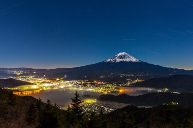 Mount Fuji at night clipart