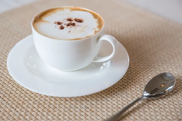 Coffee cappuccino in white cup — Stock Photo, Image