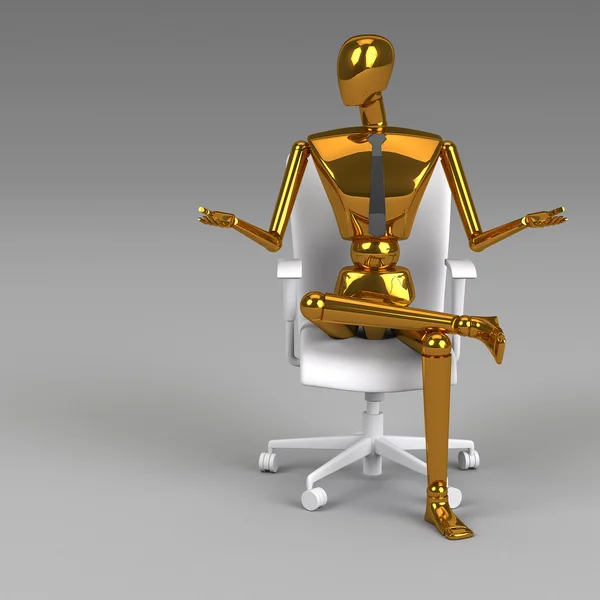 Businessman doll is sitting on chair — Stock Photo, Image