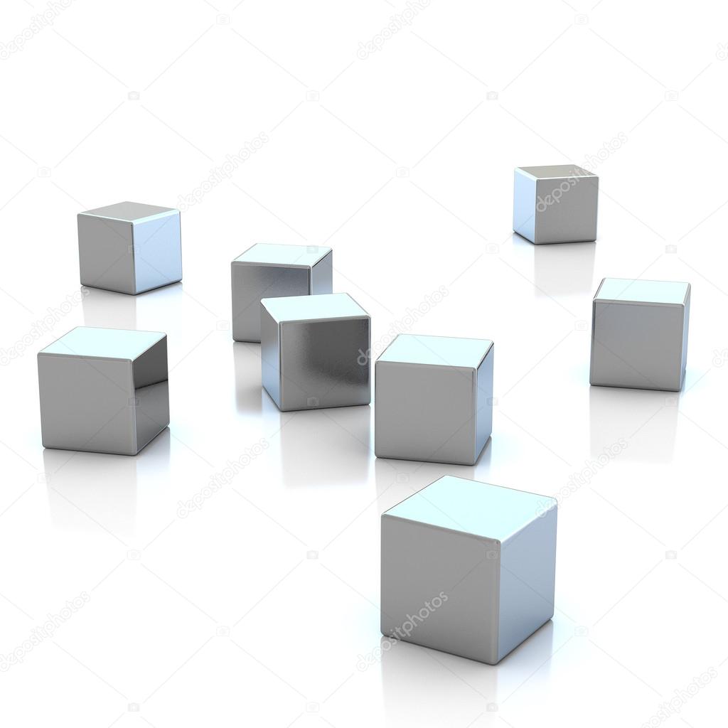 3d rendering abstract cubic