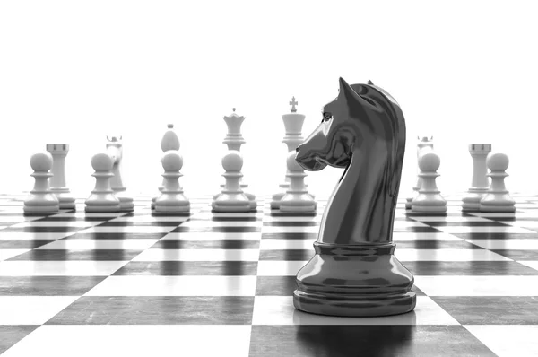 3D шахісти на глянцевій шахівниці — стокове фото