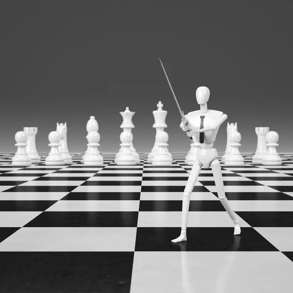 Chess figures on a dark background with smoke and fog. Epic chess