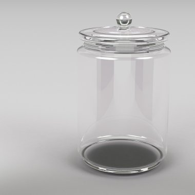3D render yakın çekim, gri arka plan üzerine kavanozu