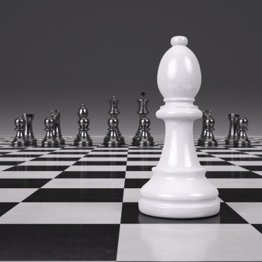 parlak satranç tahtası üzerinde 3D render satranç figürleri
