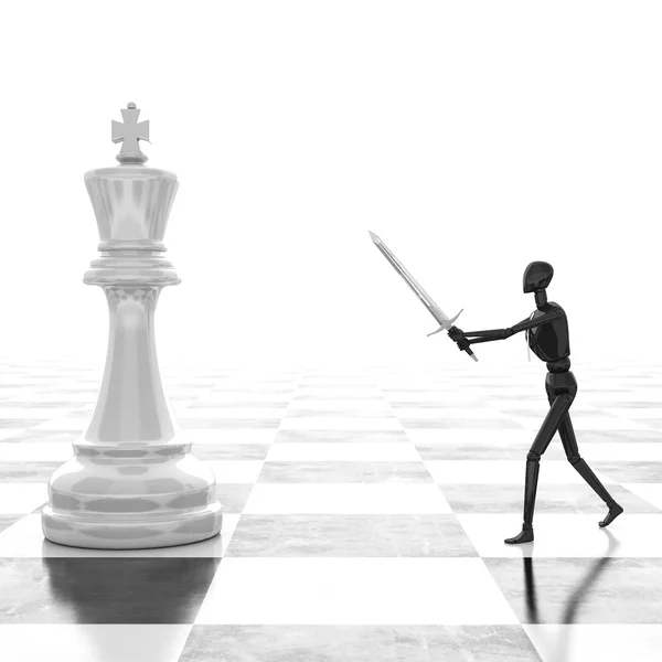 3d rendering Businessman fighting, playing chess — Stock Photo, Image