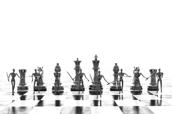 3D καθιστώντας επιχειρηματίας καταπολέμηση, παίζοντας σκάκι — Φωτογραφία Αρχείου
