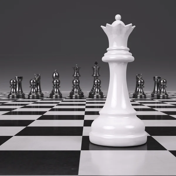 3d representación de ajedrecistas en tablero de ajedrez brillante — Foto de Stock