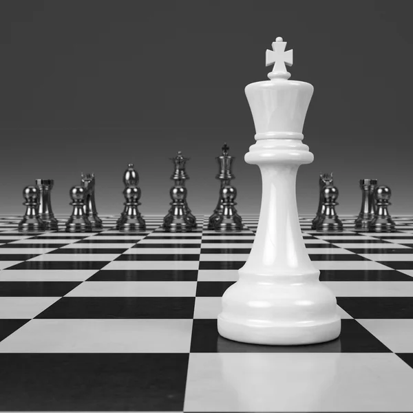 parlak satranç tahtası üzerinde 3D render satranç figürleri
