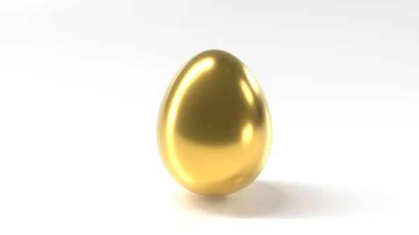 Render Realistic Golden Egg White Background — Stock Photo, Image