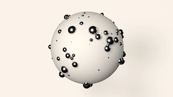 Rendre Sphère Blanche Avec Petites Sphères Métalliques — Photo
