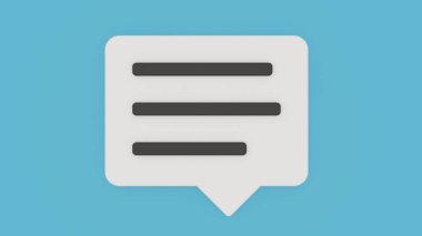 Mavi arkaplanda 3d beyaz ileti simgesi oluştur