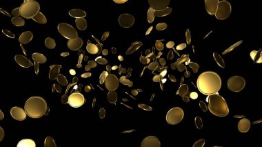 Düşen altın sikkeler 3d render