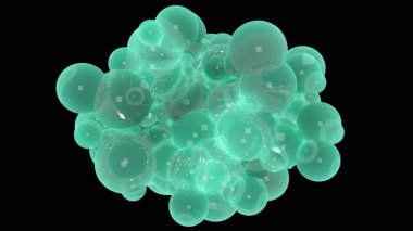 Siyah arkaplanda 3d yeşil baloncuklar oluştur