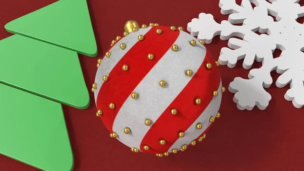 Render Jul Dekorationer Snöflinga Träd — Stockfoto