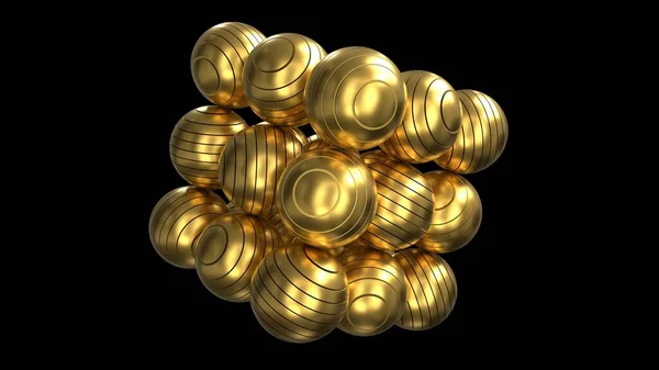 Cortar Esferas Douradas Renderizar — Fotografia de Stock