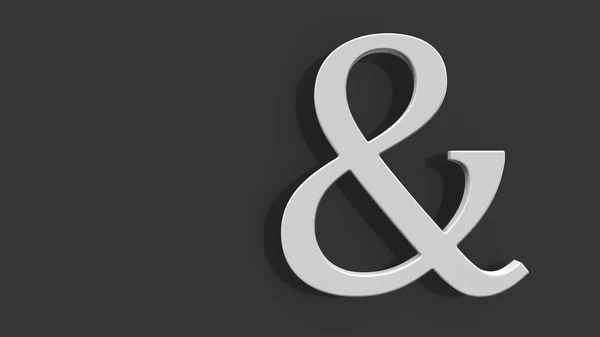 Gri arkaplan üzerinde ampersand işareti 3d